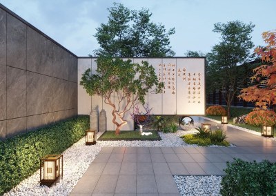 现代庭院景观3D模型下载